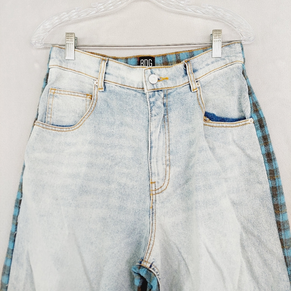 NEW BDG Urban Outfitters Half Plaid Half Jean Pants P6243 - Picture 3 of 9